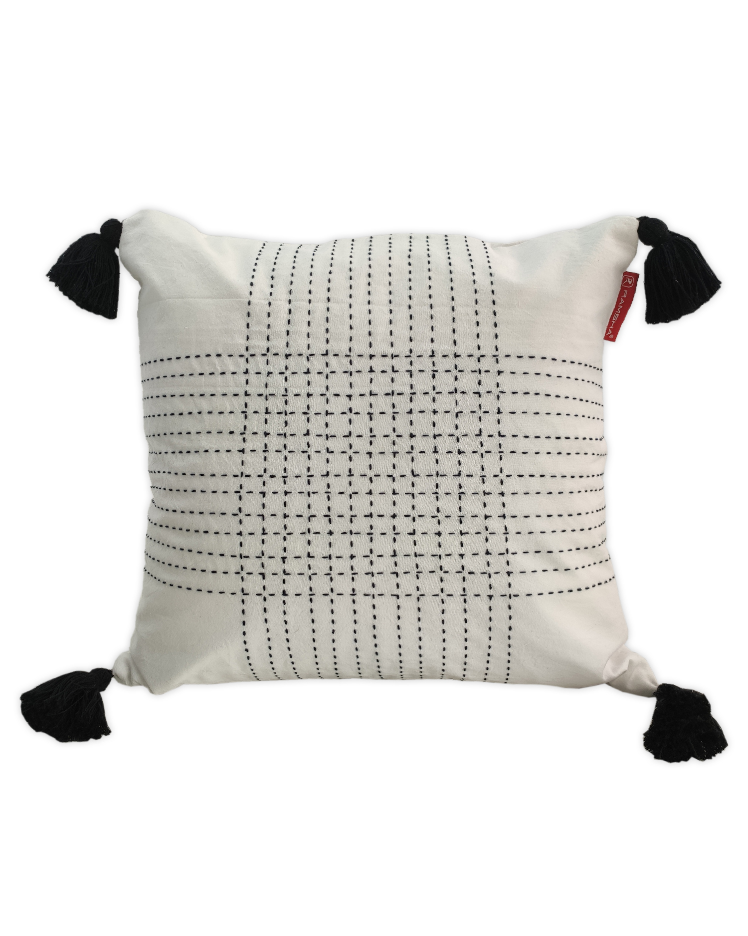 1673693501_1664363229946 White & Blue Color Cotton Cushion with Filler for Couch, Sofa, Floor - CS 192 (45x45cm) - الصورة 1