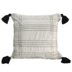 White & Blue Color Cotton Cushion with Filler for Couch, Sofa, Floor - CS 193 (45x45cm)