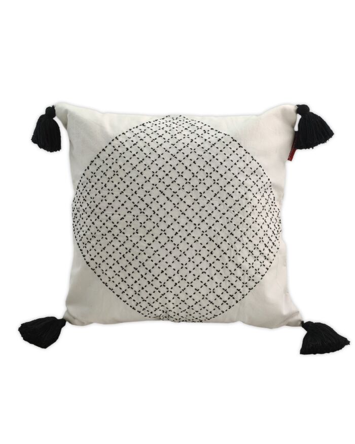 White & Blue Color Cotton Cushion with Filler for Couch, Sofa, Floor - CS 194 (45x45cm) - Image 1