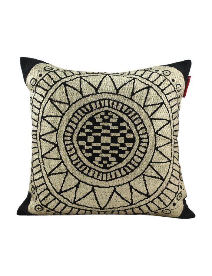 Black & Gold Color Cotton Cushion with Filler for Living Room, Bedroom, and Floor - CS 198 (45x45cm) - Image 1