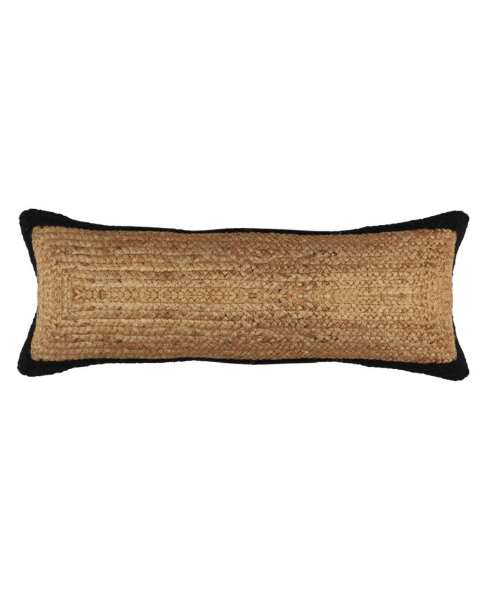 Natural & Black Color Jute and Cotton Cushion with Filler for Living Room, Hallway - CS 210 (30x90cm) - Image 1