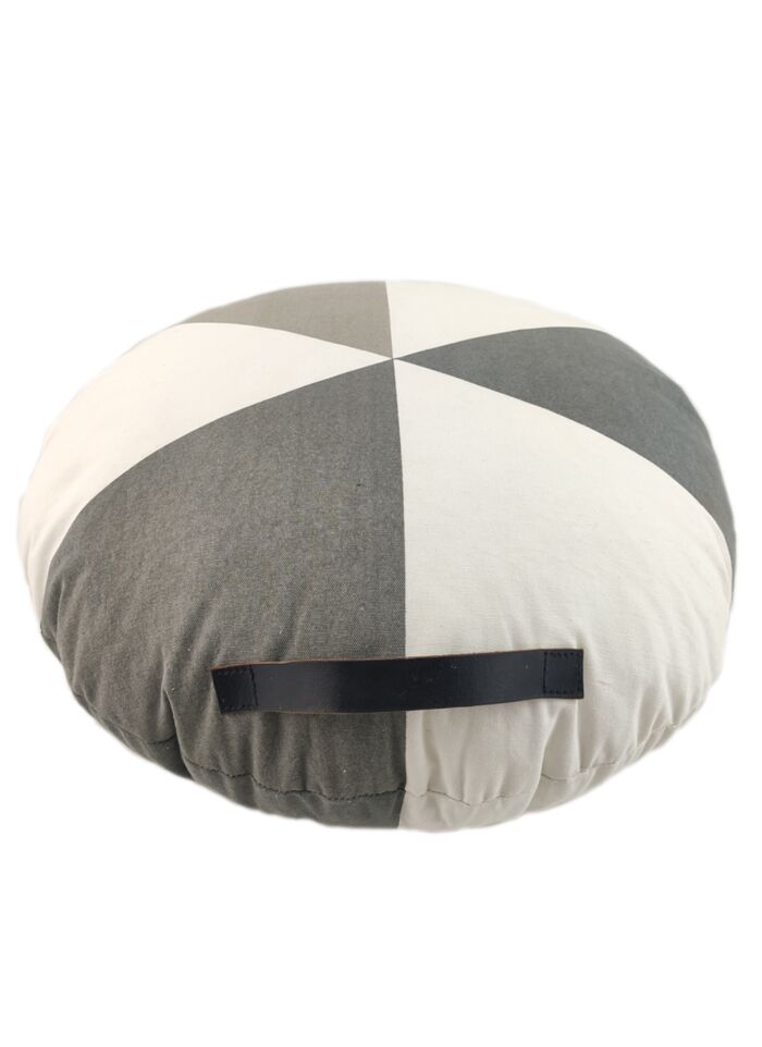 Multi Color Cotton Cushion with Filler with Leather Handle for Window Seat, Cafe - CS 223 (50x50x20cm) - Image 1