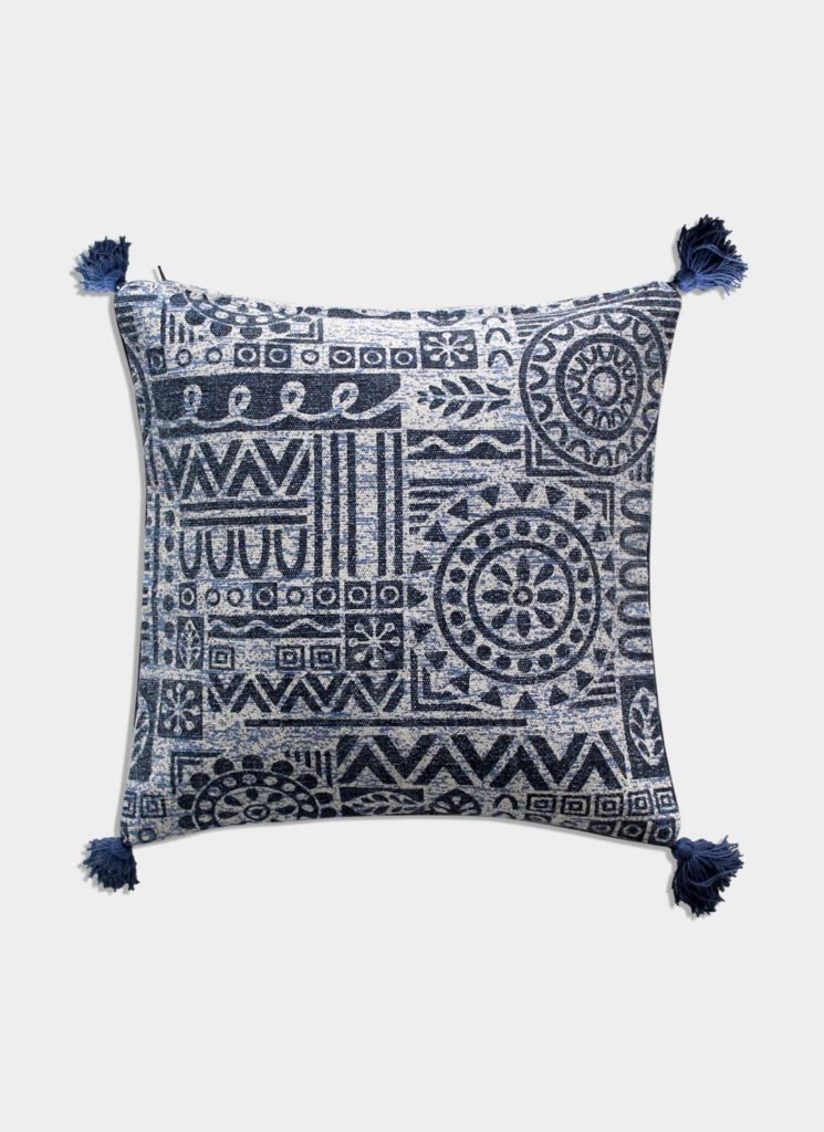Stylish Blue Tassel Cushion - CS-239 by Ramsha Home Stylish blue tassel cushion CS-239