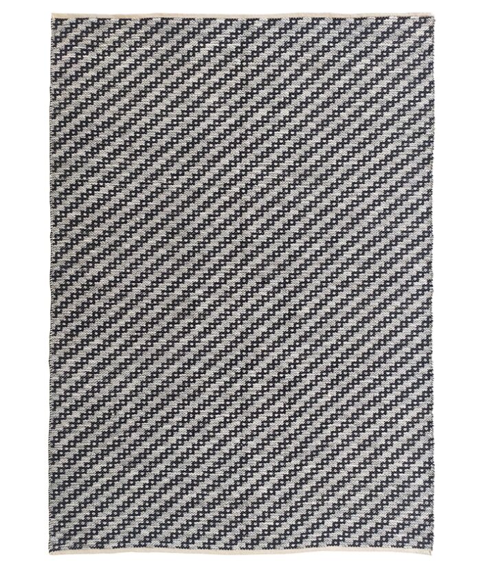 Black & White Color Living Room Decor Polyester Woven Rug - WR 031 (170x240cm)