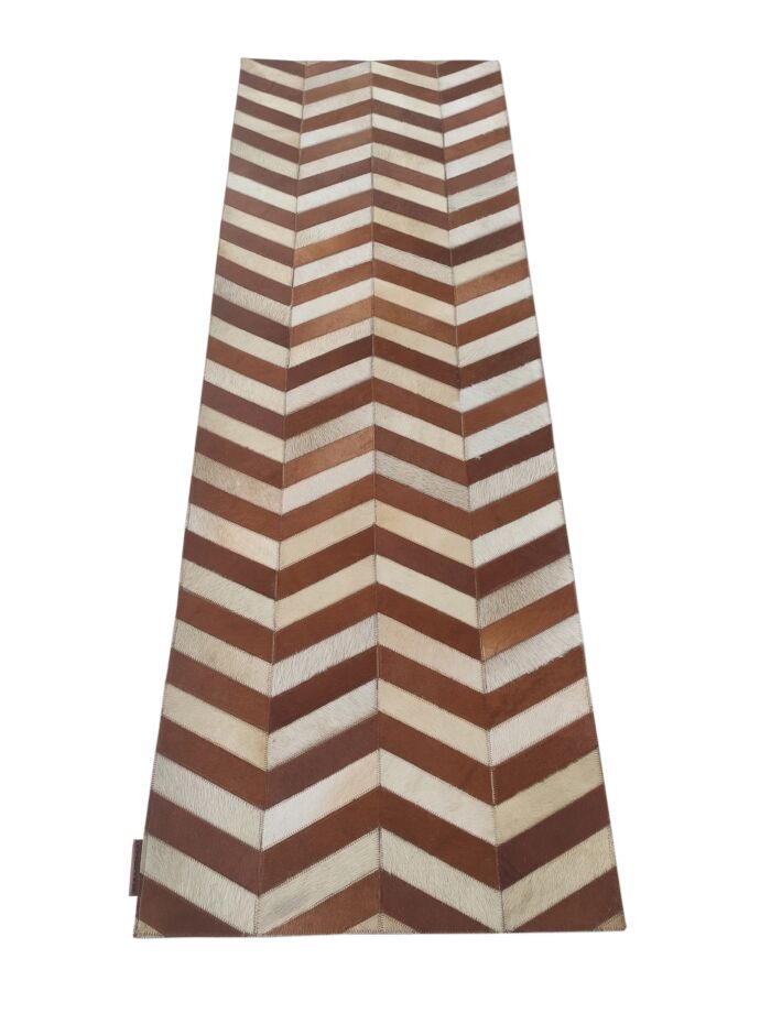 Tan leather rug LR 003 for entryway decor, 60x180cm