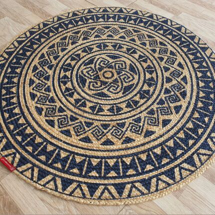 Eco-friendly braided rug BR 059 with intricate print (90cm)