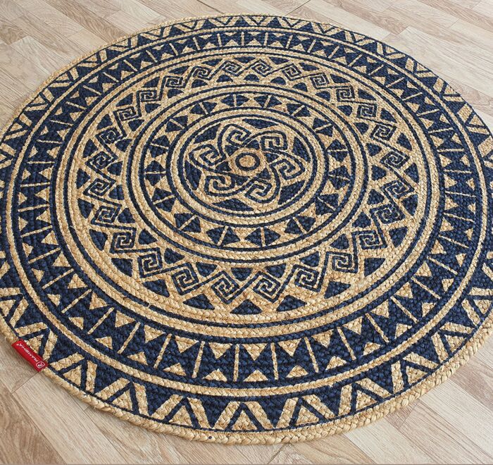 Eco-friendly braided rug BR 059 with intricate print (90cm)