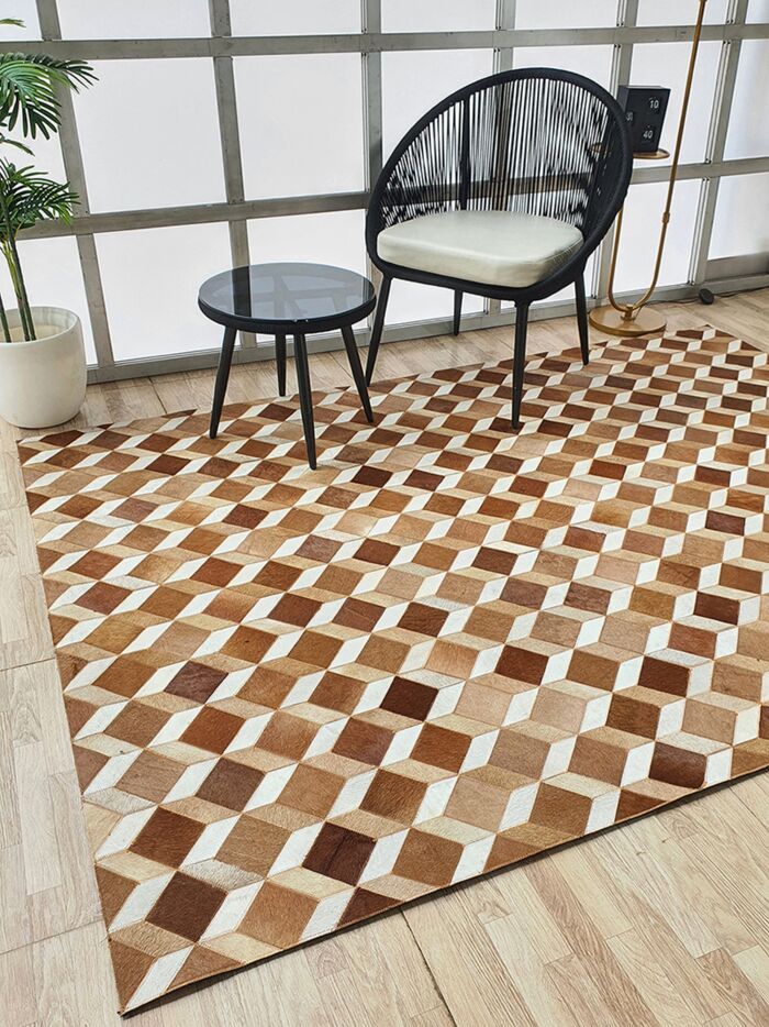 Delightful Hallway Tan Color Leather & Wool Rug - LR 001 (170x240cm)