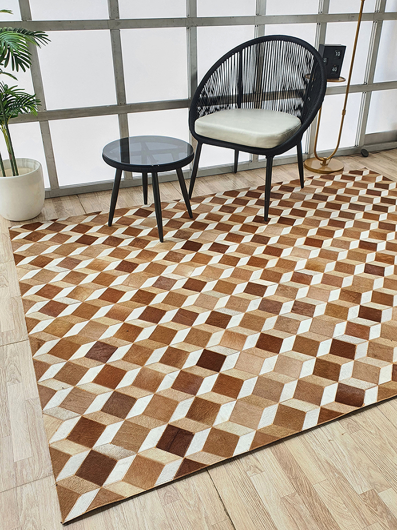 Hallway Leather & Wool Tan Color Rug - LR 001 (200x300cm) by Ramsha Home Delightful Hallway Tan Color Leather & Wool Rug - LR 001 (170x240cm)
