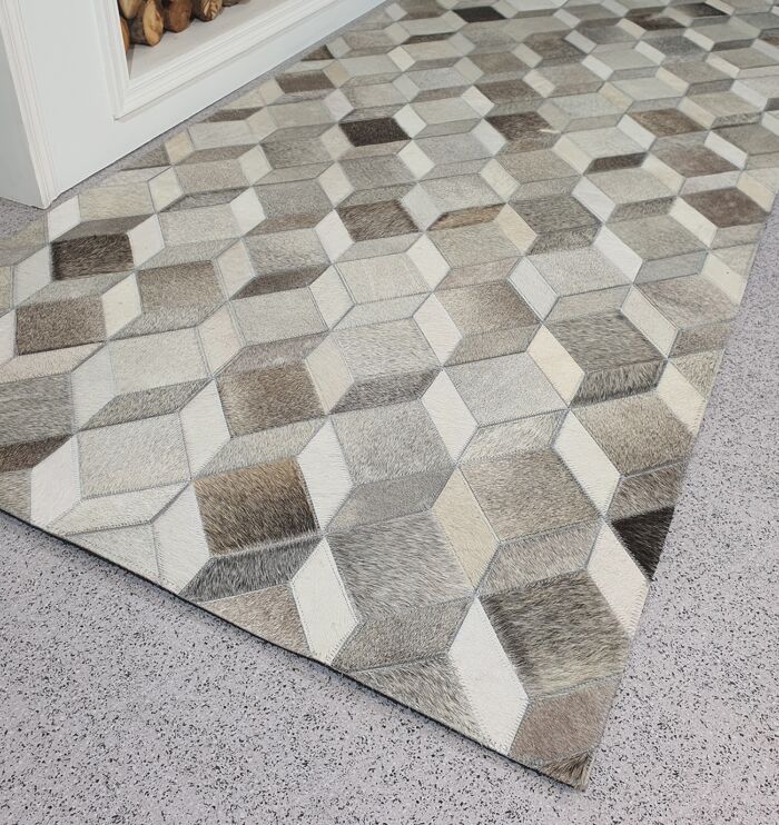 Stylish grey bedroom decor leather rug LR 001 - 300x400cm by Ramsha Home