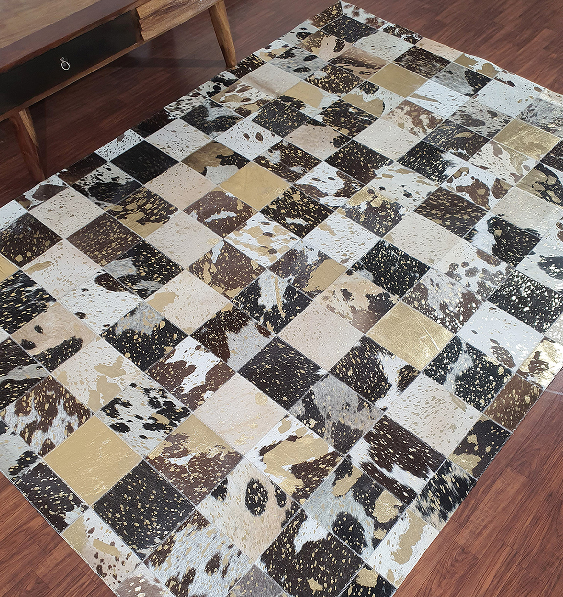 Stylish Indoor Rug LR 005 - Grey & Coffee Leather (170x240cm) Grey & Coffee Color Indoor Decor Leather Rug - LR 005 (300x400cm)