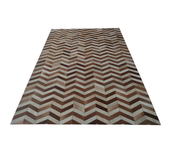 Modern tan entryway leather rug LR 003, 140x200cm
