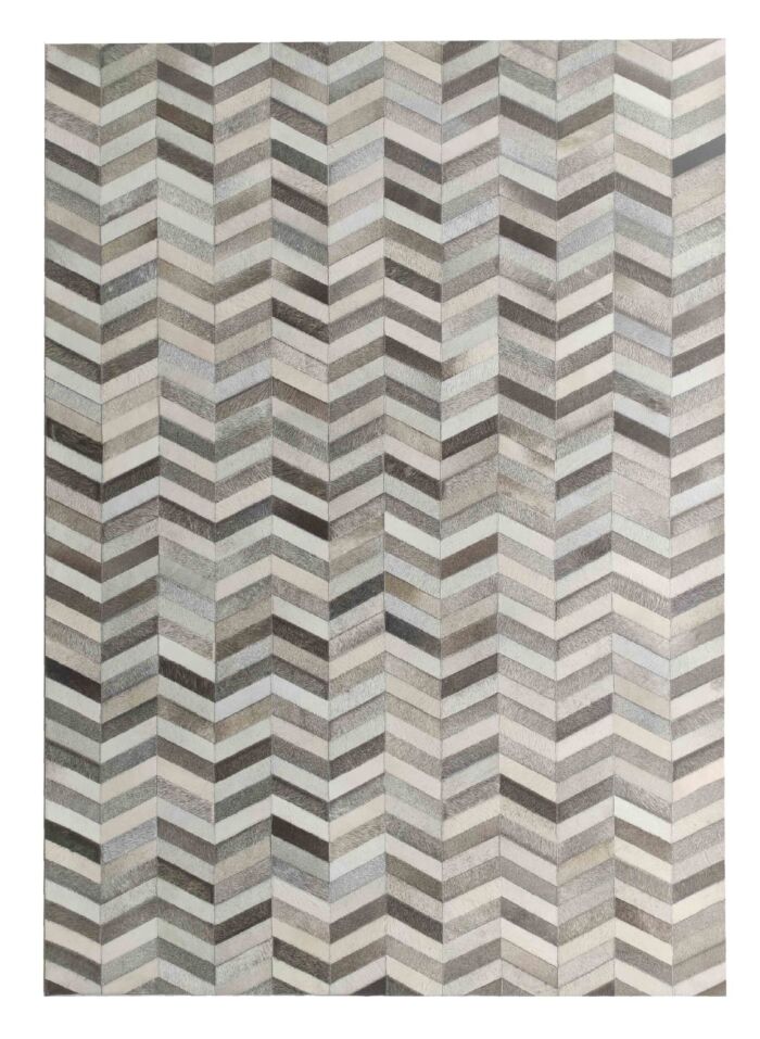 Elegant grey leather rug LR 003 for dining room, 200x300cm