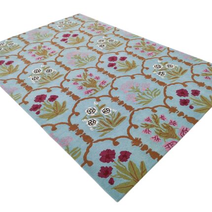 Artisanal wool rug with unique patterns and colors