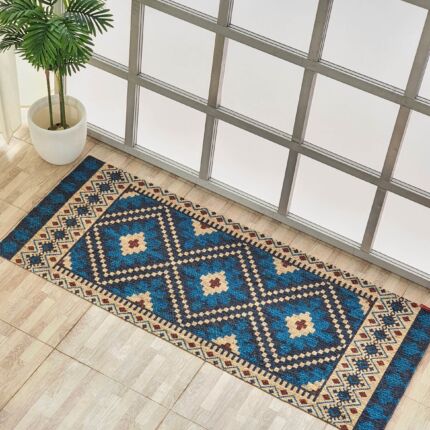 Handcrafted multi color braided jute kitchen mat BR 040 (80x200cm) by Ramsha Home