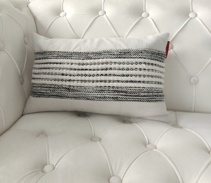 Multi-colored woven cushion for window seat or bed, 30X50cm