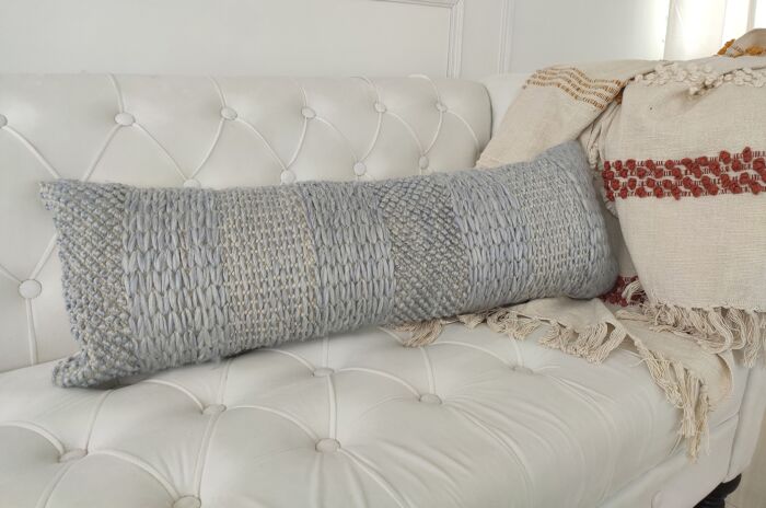 Woven polyester cushion CS-278 in natural color, 30X90cm