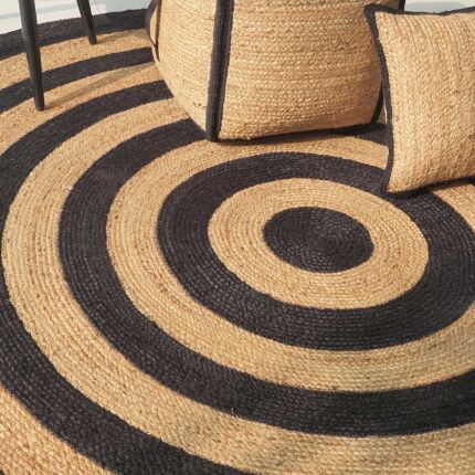 Stylish round jute rug for dining room decor - BR 058 (200cm) by Ramsha Home