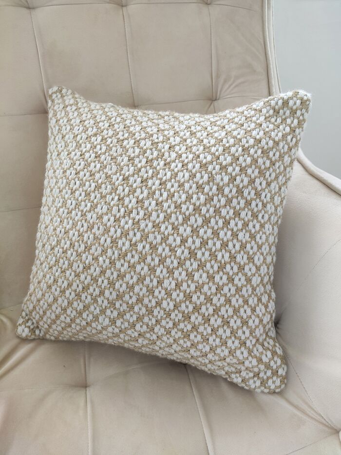 45x45cm polyester cushion CS-250 with filler, featuring a contemporary woven pattern for playroom comfort by Ramsha Home.
