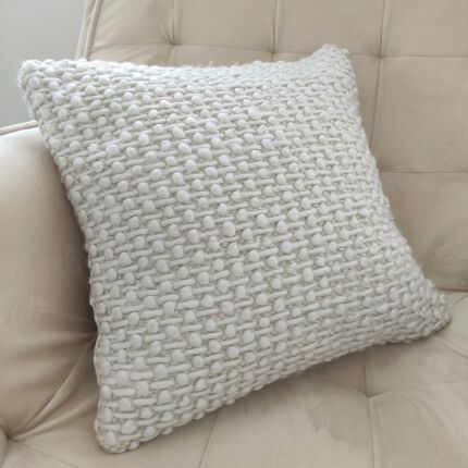 Cozy woven cushion in natural color, 45X45cm