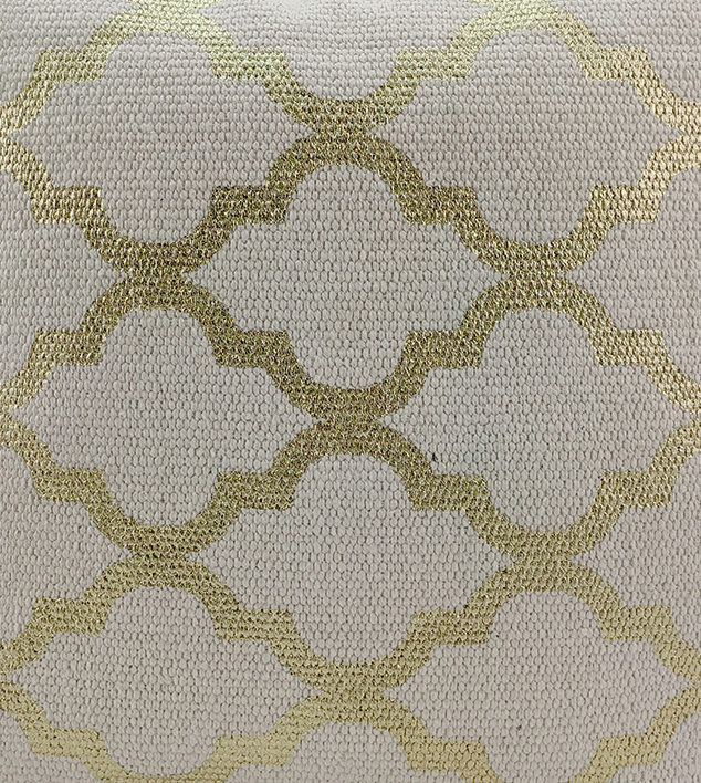 234 White & Gold Color Cotton Cushion with Filler for Sofa, Couch, and Floor - CS 178 (45x45cm) - الصورة 3