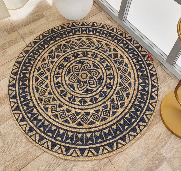 Vibrant handmade braided printed rug BR 059 by Ramsha Home (90cm)