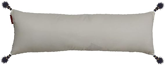 Polyester Cushion with Filler CS-137 Modern Cushion with Tassel for Window Seat, Cafe White and Blue Color 30X90cm by Ramsha Home Polyester cushion CS-137 with tassel for window seat, cafe white and blue color 30X90cm by Ramsha Home