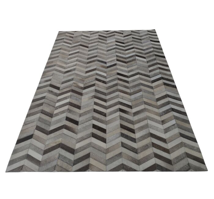 Grey color leather rug LR 003 for dining room decor, 200x300cm