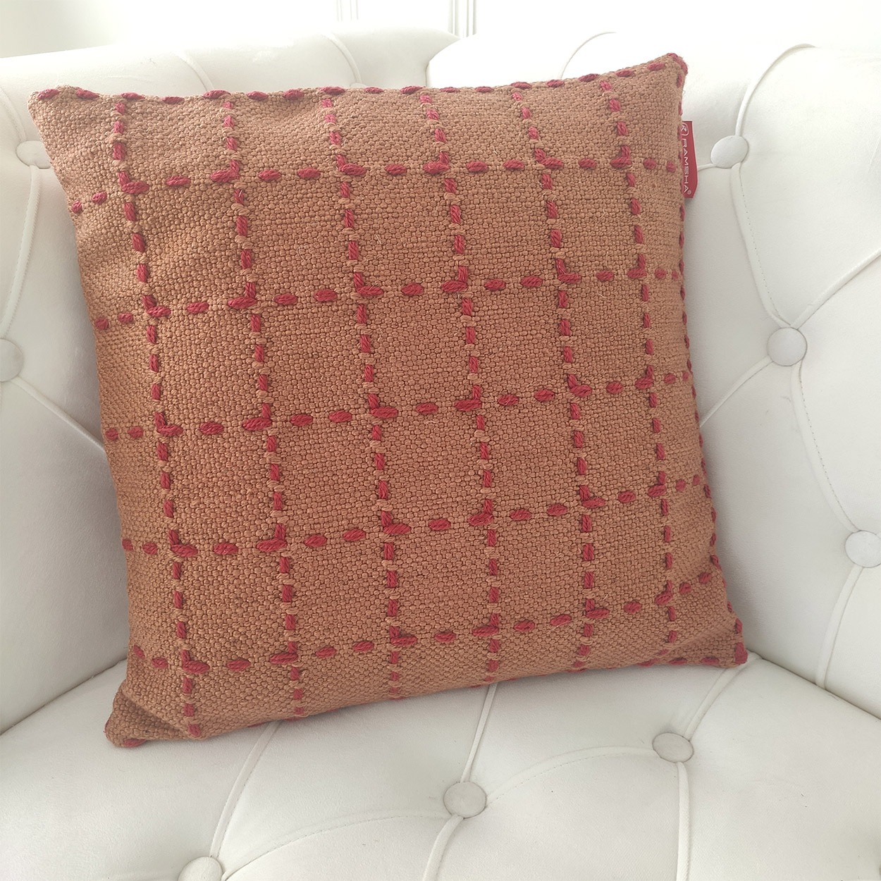 Polyester Cushion CS-251: Cozy Floor and Sofa Companion polyester cushion CS-251 with filler, featuring a soft woven texture for sofa or floor seating by Ramsha Home.