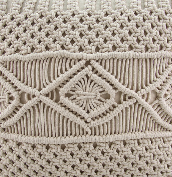 3334 Natural White Macrame Cushion - CS 169 (60x60cm) - الصورة 3