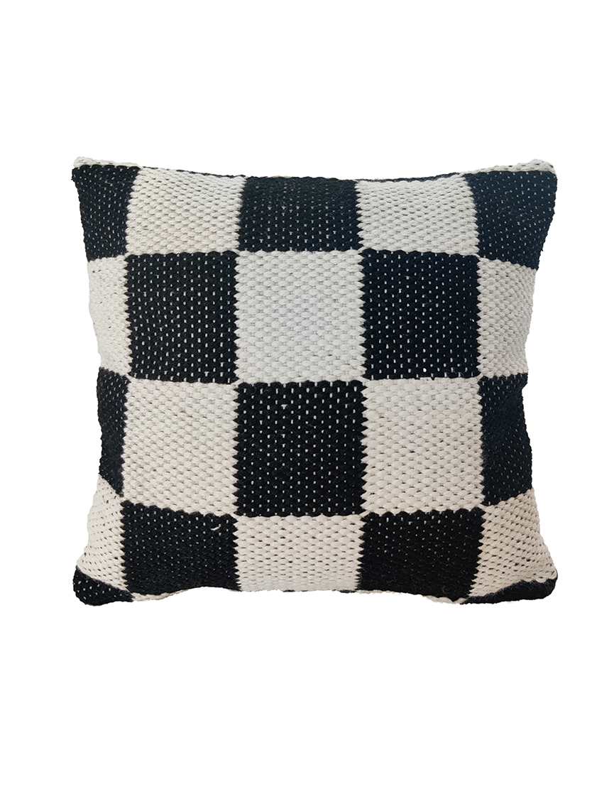 3443erf Black & White Polyester Cushion with Filler for Balcony, Couch, Floor - CS 255 (45x45cm) - Image 1
