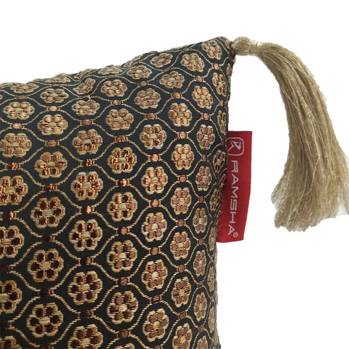 ⁦Black & Gold Color Polyester Cushion with Filler for Window Seat, Bed, Floor - CS 230 (30x50cm)⁩ - الصورة ⁦2⁩