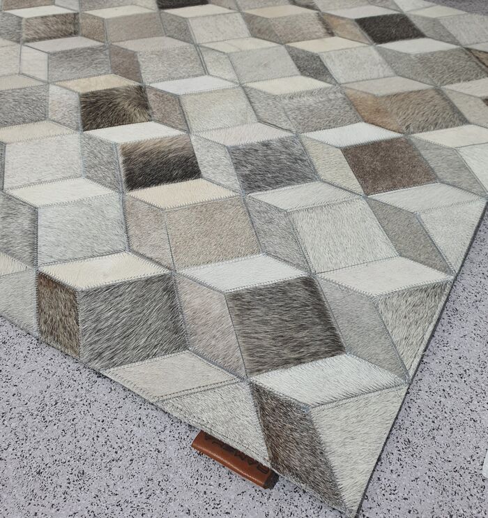 Luxurious grey bedroom decor leather rug LR 001 - 300x400cm by Ramsha Home