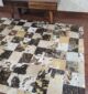 Handcrafted grey and coffee leather rug LR 005 for indoors