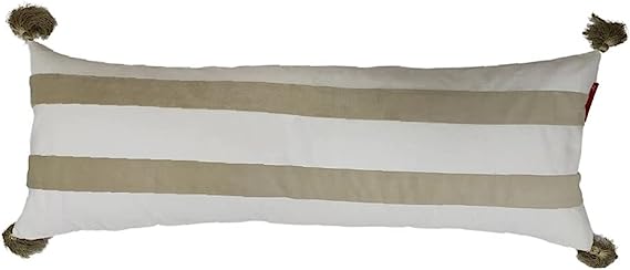 Stylish Decorative Cushion CS-136 with Filler and Tassel for Indoor and Outdoor Decor, White and Light Beige Color 30X90cm by Ramsha Home Stylish decorative cushion CS-136 with filler and tassel, suitable for indoor and outdoor use, 30X90cm by Ramsha Home