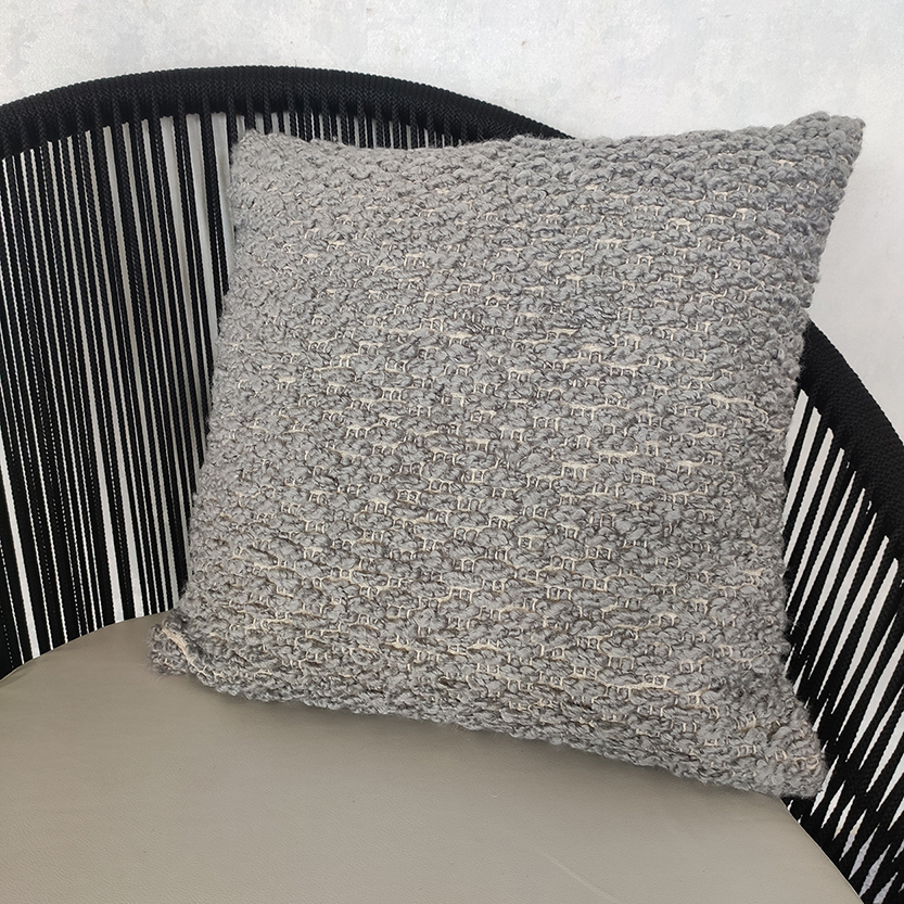 Polyester Cushion with Filler CS-254: Versatile Decorative Woven Comfort for Indoor and Outdoor Spaces Polyester cushion with filler CS-254, decorative woven design, grey color 45x45cm for indoor and outdoor use by Ramsha Home.
