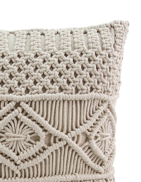43455 Natural White Macrame Cushion - CS 169 (60x60cm) - الصورة 2