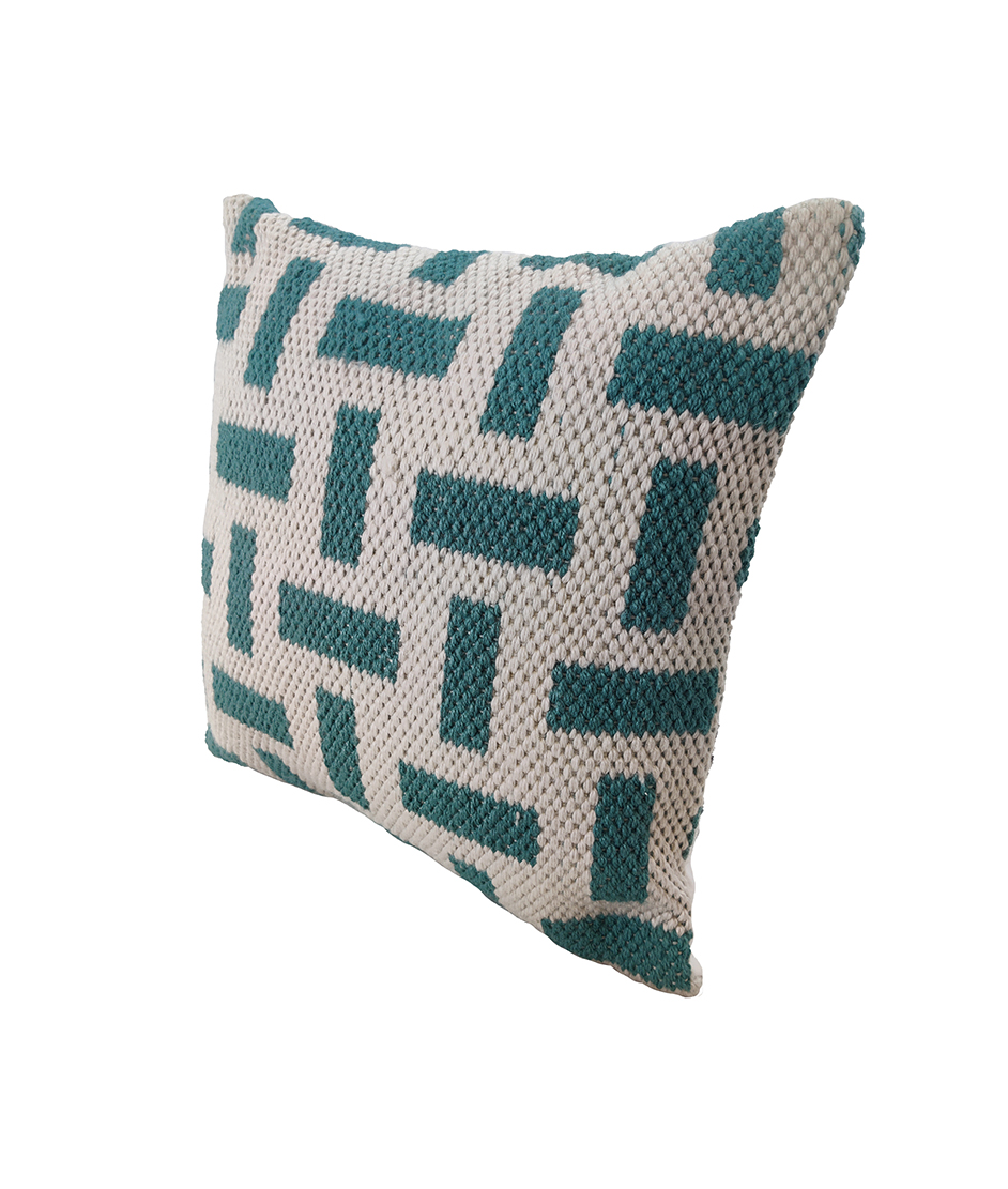 45 Light Blue & Cream Color Polyester Cushion with Filler for Hallway, Office - CS 256 (45x45cm) - Image 2