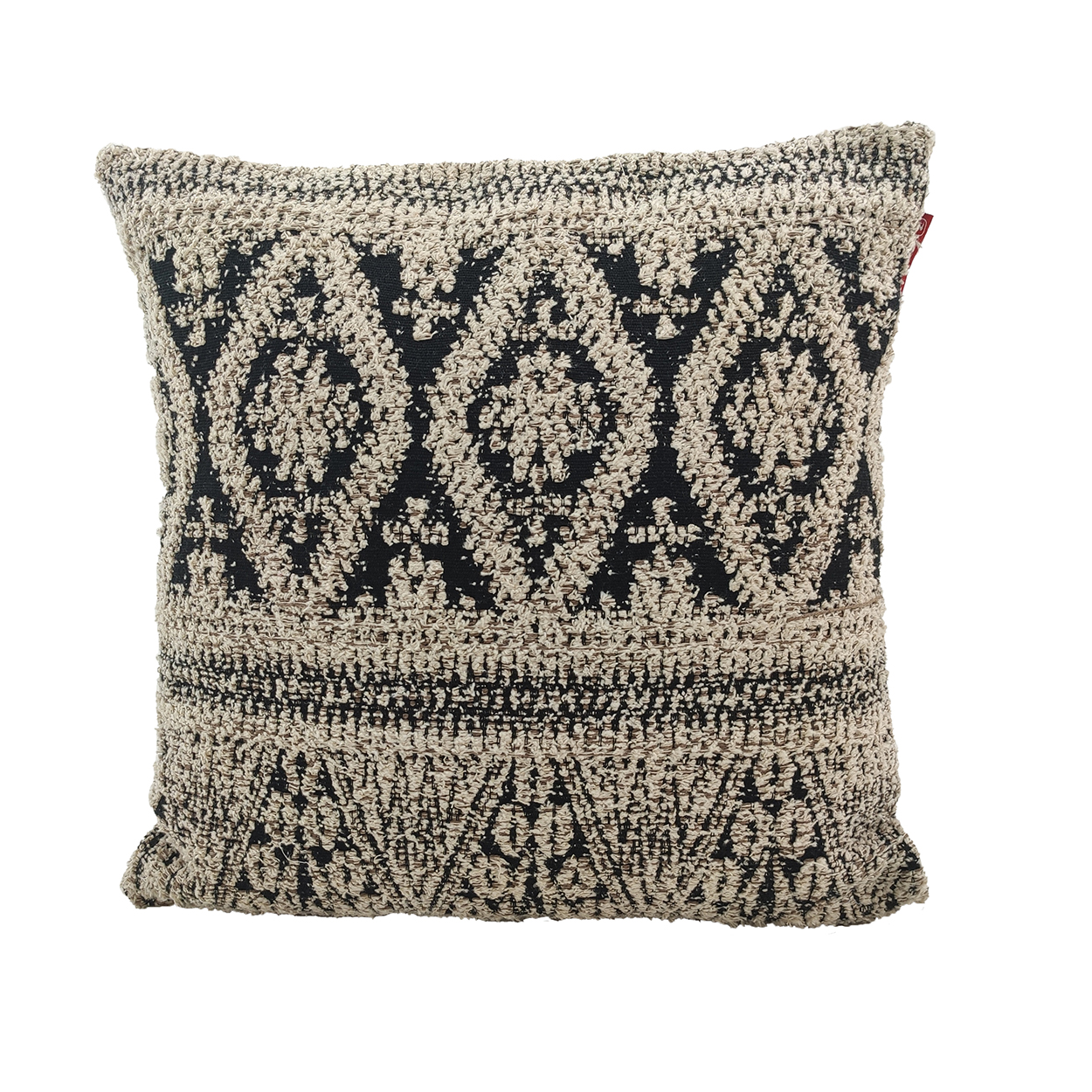 Woven Cotton Cushion with Filler CS-204 (45x45cm) for Indoor and Outdoor Use by Ramsha Home Woven 45x45cm cotton cushion with filler CS-204 in natural and black colors, perfect for indoor and outdoor use by Ramsha Home.