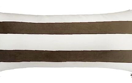 Premium quality decorative cushion CS-138 with filler and tassel for indoor and outdoor settings, white and brown color 30X90cm by Ramsha Home