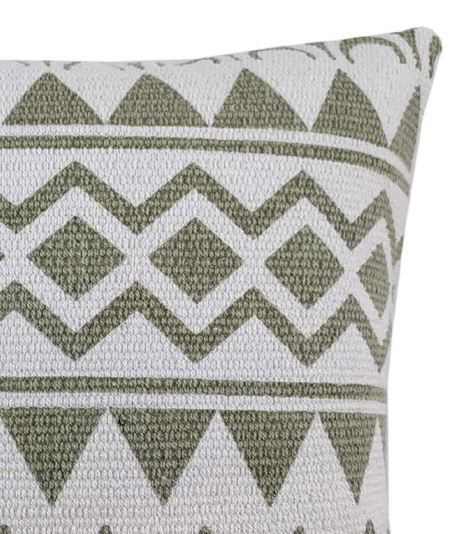 54634 Light Green & White Color Cotton Cushion with Filler for Bedroom, Couch, Car - CS 183 (45x45cm) - Image 2