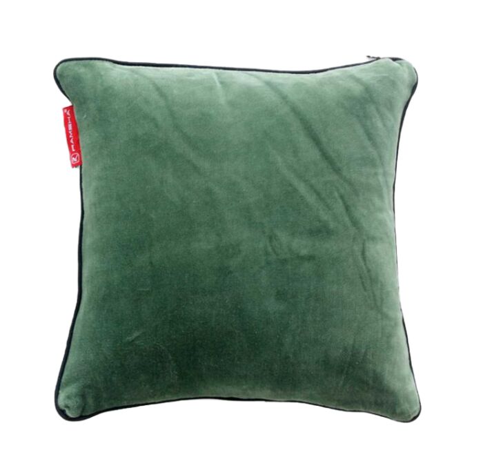 Green Color Velvet Cushion with Filler for Bedroom, Office, Car - CS 234 (55x55cm) - Image 1
