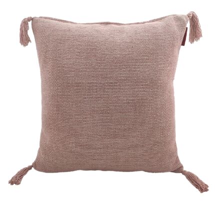 Decorative Pink Cotton Cushion with Tassels for Home