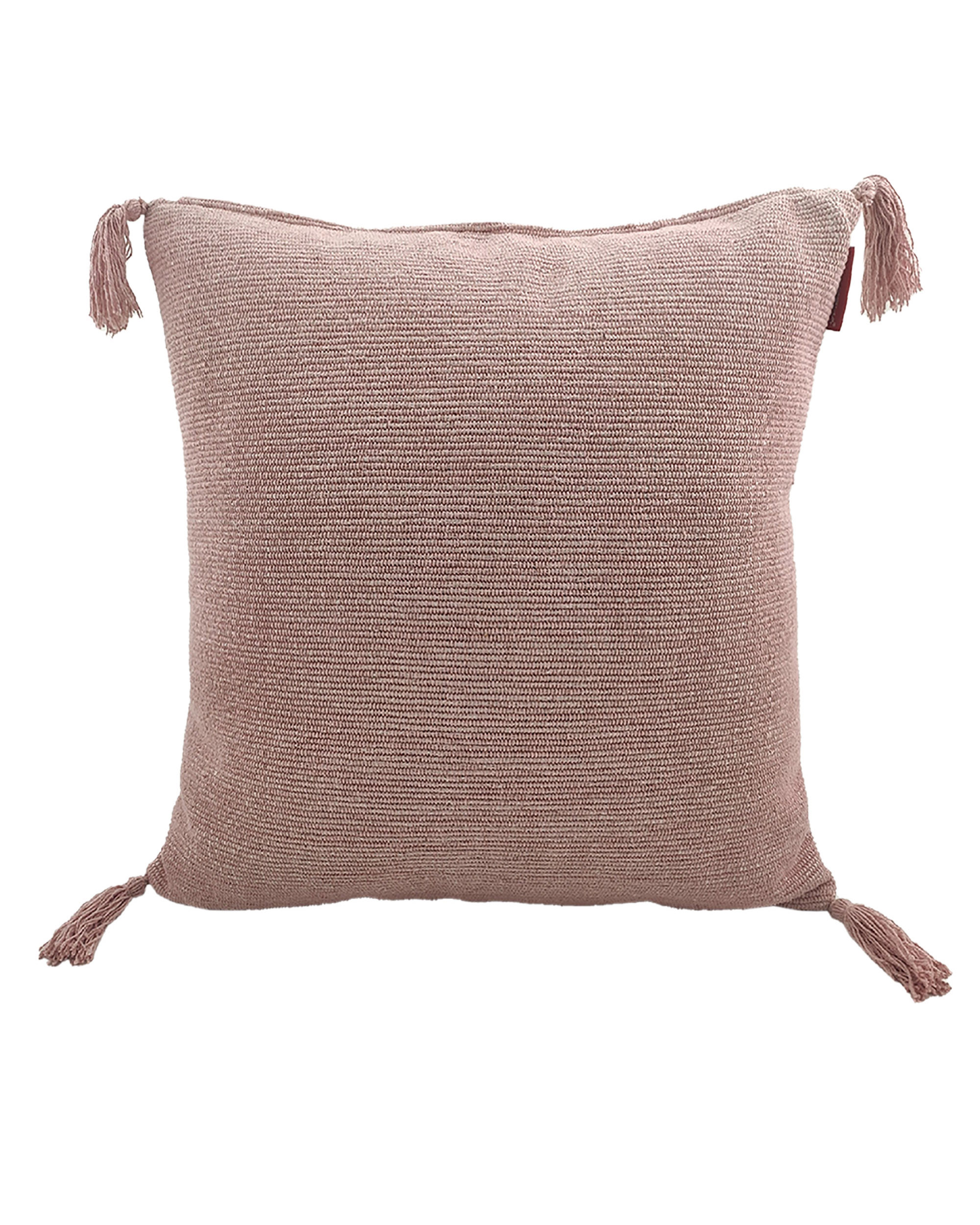 Plush Cotton Cushion with Tassels and Pink Color for Home Decorative Pink Cotton Cushion with Tassels for Home