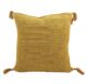 Decorative Yellow Cotton Cushion with Tassels for Home