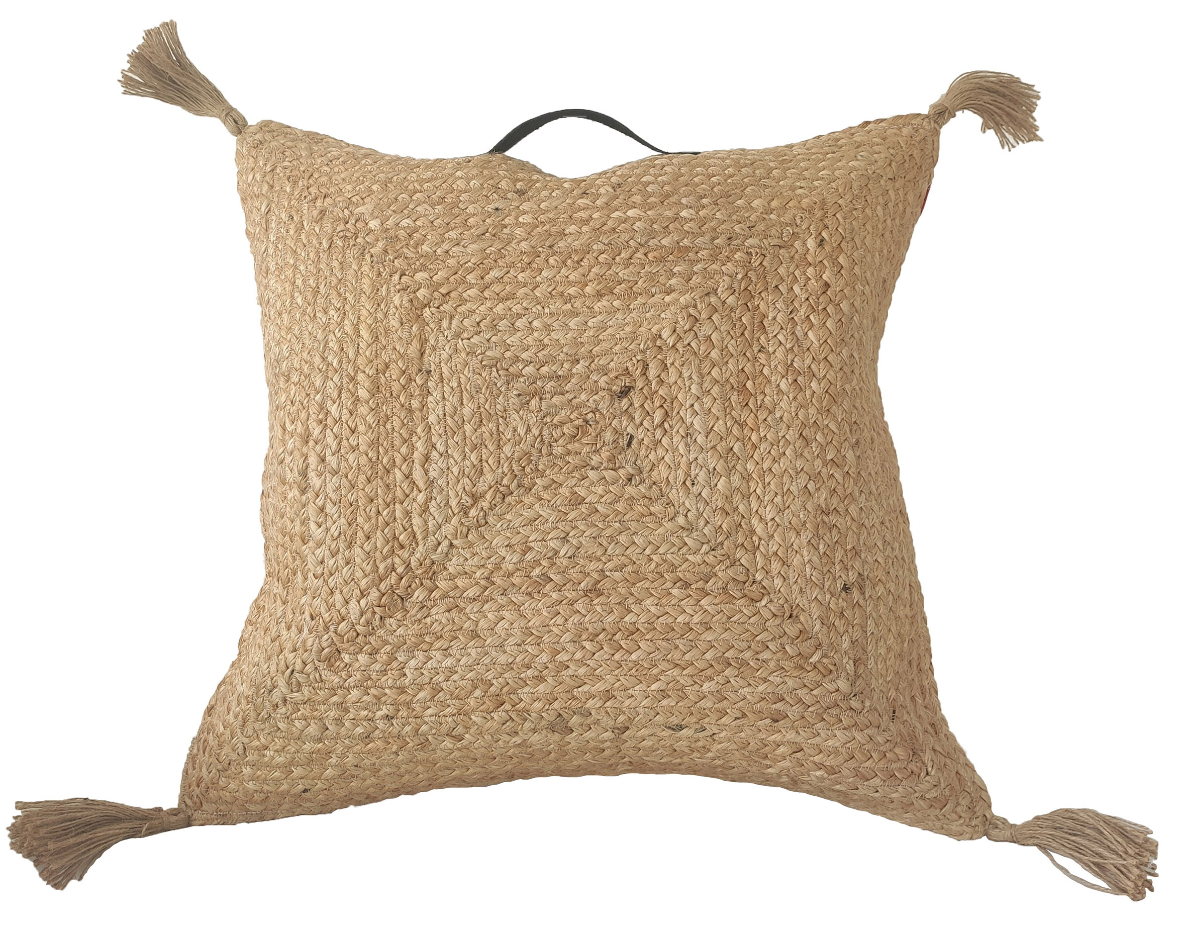 Stylish Natural Color Jute Cushion CS-195 - Farmhouse Design, 60X60cm Decorative farmhouse jute cushion CS-195, 60X60cm