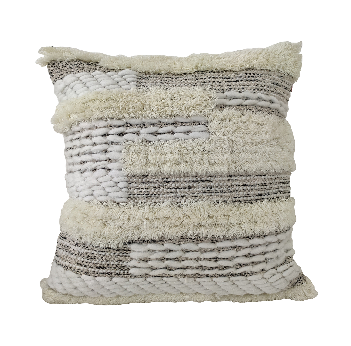 Wool and Cotton Cushion with Filler CS-280 - Woven Design, Natural Color, 60X60cm Woven wool and cotton cushion CS-280 in natural color, 60X60cm
