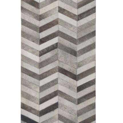 Elegant grey leather rug LR 003 for dining room, 60x180cm