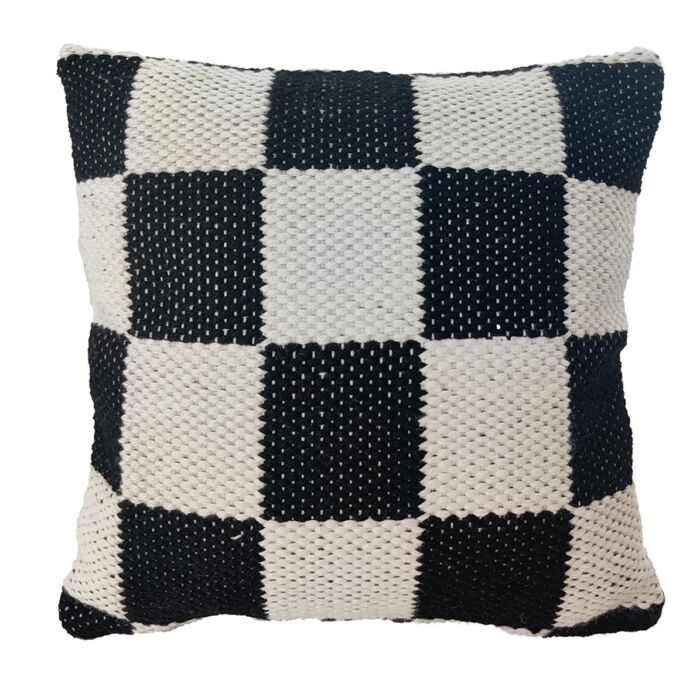 Black & White Polyester Cushion with Filler for Balcony, Couch, Floor - CS 255 (60x60cm) - Image 1