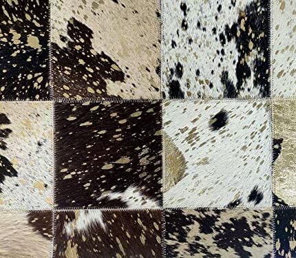 LR 005 grey and coffee color leather rug, 170x240cm, ideal for indoor and outdoor use by Ramsha Home.